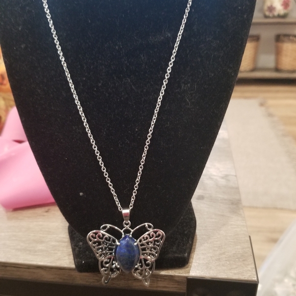 Lapis Butterfly Necklace 26 inches - Picture 1 of 3